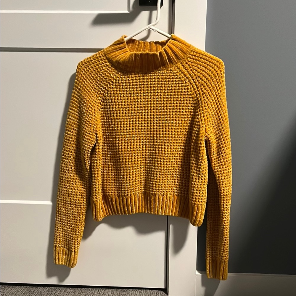 Comfy Knit Mustard Yellow Cowl Neck Sweater